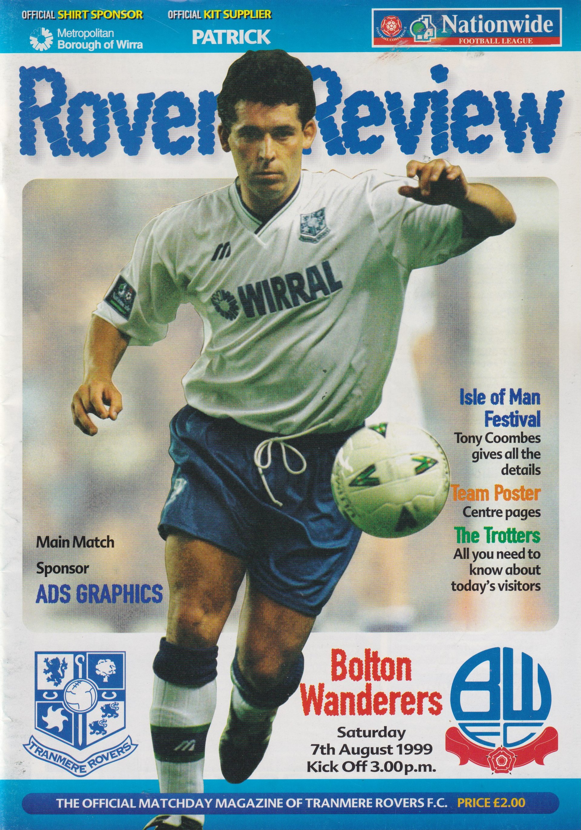 Tranmere Rovers v Bolton Wanderers match programme